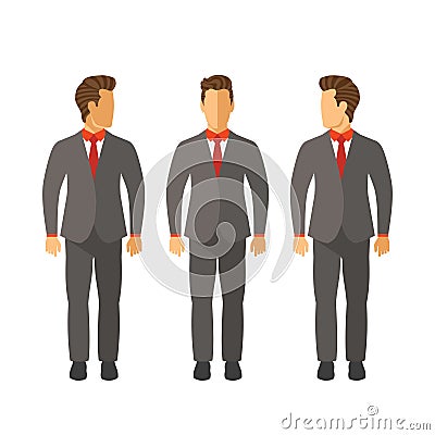 Set of vector businessmen in suits in flat style Vector Illustration