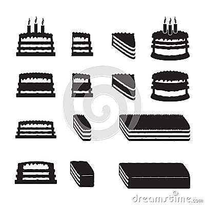 Set of vector cakes with slices Vector Illustration