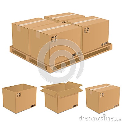 Set of vector cardboard boxes Vector Illustration