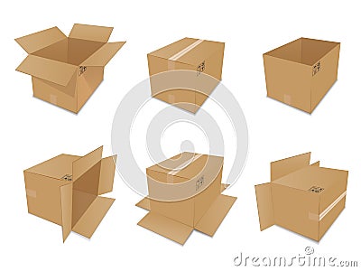 Set of vector cardboard boxes Vector Illustration