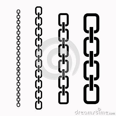 Set of vector chains of different lengths. Vector illustration. Flat design for business financial marketing banking Vector Illustration