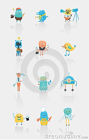 Set of vector characters describing different professions Cartoon Illustration