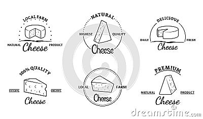 Set of Vector Cheese Labels and Design Elements Vector Illustration