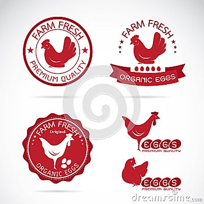 Set of vector an chicken and eggs label Vector Illustration