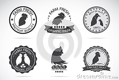 Set of vector an chicken and eggs label Vector Illustration