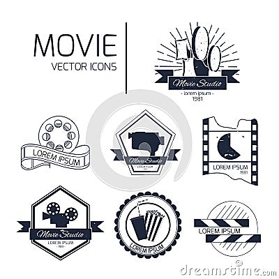 Set of vector cinema logos Vector Illustration