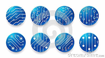 Set of vector circuit board icons for website design, logos, apps, templates, and UI Cartoon Illustration