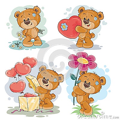 Set vector clip art illustrations of teddy bears Vector Illustration