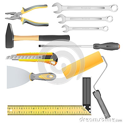 Set of vector colored finishing tools Vector Illustration