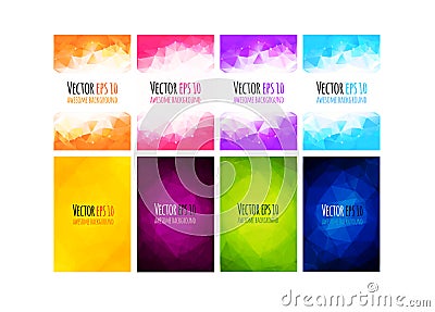 Set of vector colorful business background. Abstract geometric corporate design. Vector Illustration