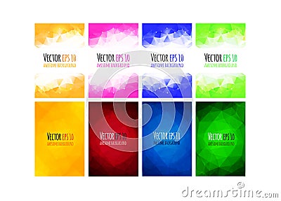 Set of vector colorful business background. Abstract geometric corporate design. Vector Illustration