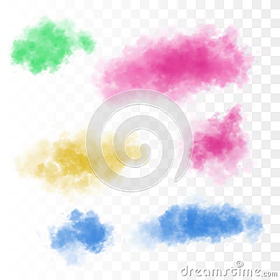 Set of vector colorful clouds for design. Smoke Vector Illustration