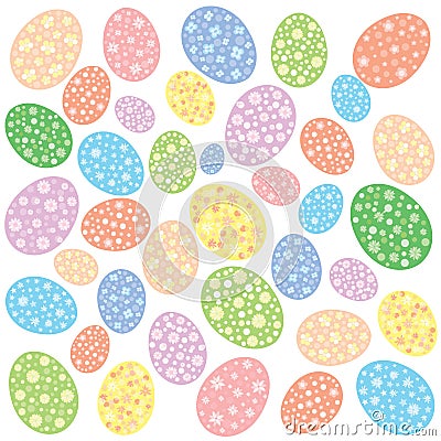 Set of vector colorful Easter eggs. Decoration for Easter design. Isolated on white background twelve Easter eggs. Stock Photo