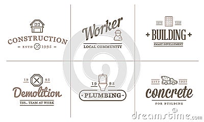 Set of Vector Construction Building Icons Home and Repair can be used as Logo Vector Illustration