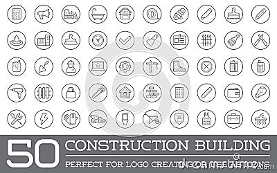 Set of Vector Construction Building Icons Vector Illustration