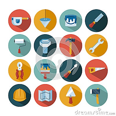 Set of vector construction tools icons Vector Illustration