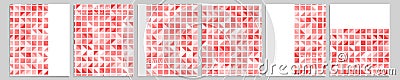 Set of vector cover notebook design. Abstract red minimal triangles halftone template design for notebook paper Vector Illustration