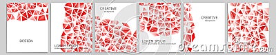 Set of vector cover notebook design. Abstract red minimal triangles halftone template design for notebook paper Vector Illustration