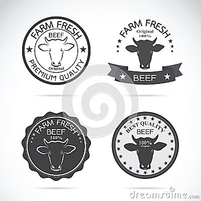 Set of vector cow labels on white background. Farm. Vector Illustration