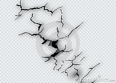 Set of vector cracks isolated on transparent background Vector Illustration