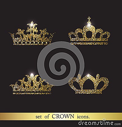 Set of vector crown icons. Vector Illustration