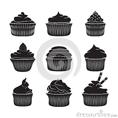 Set of vector cupcakes Vector Illustration
