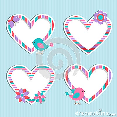 Set of vector cute frames-hearts Vector Illustration