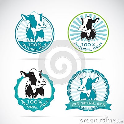 Set of vector an dairy cows label Vector Illustration
