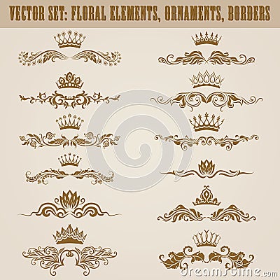 Set of vector damask ornaments. Vector Illustration