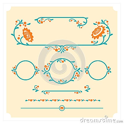Set of vector decorative floral elements for design Vector Illustration