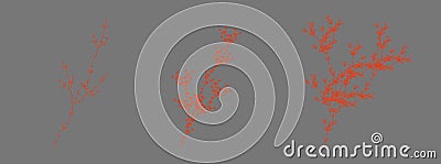 Set of Vector Dendritical Recursion Design Plant Like L-system Mathematical Model Vector Illustration
