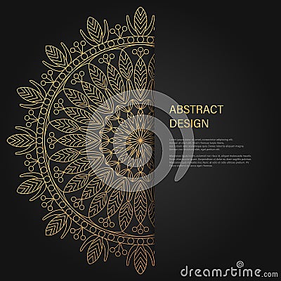 Set of vector design templates. Business card with floral circle ornament. Mandala style. Luxury Gold Vector Illustration