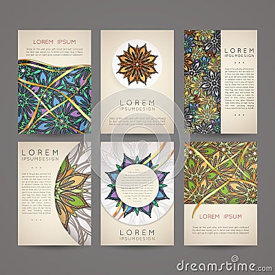 Set of vector design templates. Business card with floral circle ornament. Vector Illustration