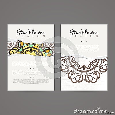 Set of vector design templates. Business card with monogram circle ornament. Vector Illustration