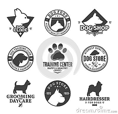 Set of vector dog logo and design elements Vector Illustration