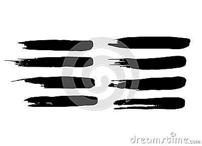 Set of vector dry brush stroke. Grunge distress textured design element. Black painted brush stroke . used as banner, template, Stock Photo