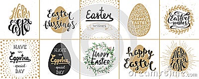 Set of vector Easter lettering posters, greeting cards Vector Illustration