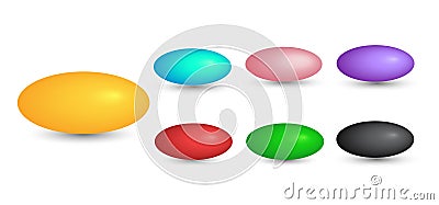 Set of vector ellipsoids with gradients and shadow for game, icon, package design, logo, mobile, ui, web, education. 3d Vector Illustration