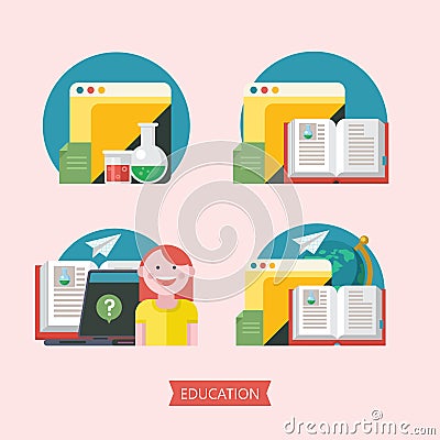 Education, school. Vector emblem, logo. Vector Illustration