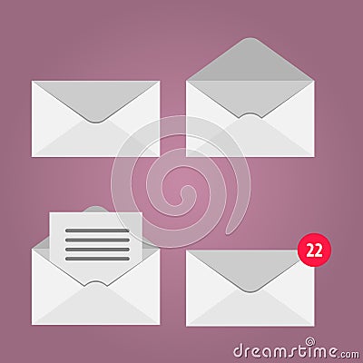 Set of vector envelopes, open and closed Vector Illustration