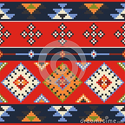 Set of vector estern europe folk seamless pattern ornaments. Ethnic ornament. Border element. Vector Illustration