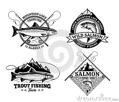 Set of vector fishing logo, badges and design elements Vector Illustration