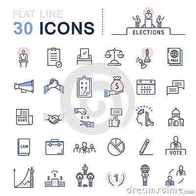 Set Vector Flat Line Icons Elections Stock Photo