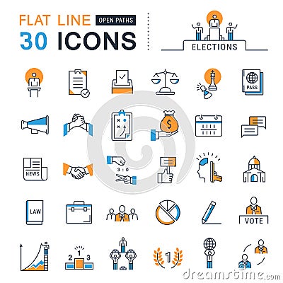 Set Vector Flat Line Icons Elections Stock Photo