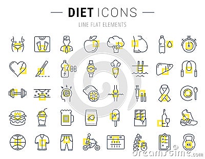 Set Vector Flat Line Icons Slimming Stock Photo