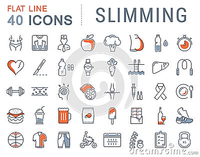 Set Vector Flat Line Icons Slimming Stock Photo