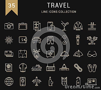 Set Vector Flat Line Icons Travel Stock Photo