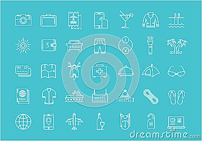 Set Vector Flat Line Icons Travel Stock Photo