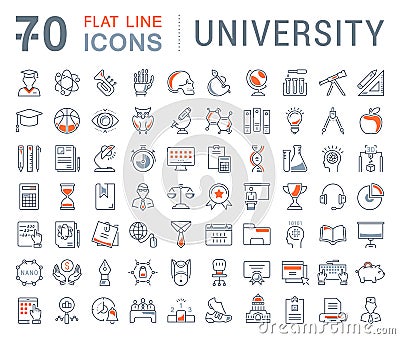 Set Vector Flat Line Icons University Stock Photo