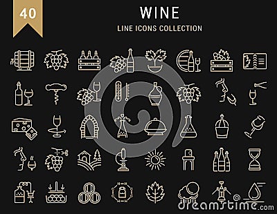 Set Vector Flat Line Icons Wine Stock Photo